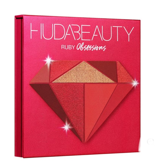 HUDA BEAUTY Ruby Obsessions 9 Shade Eyeshadow Palette Red Pink Tones NEW - Picture 1 of 8